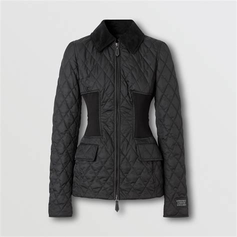 burberry rib knit panel diamond quilted barn jacket|Quilted Barn Jacket in Pale stone .